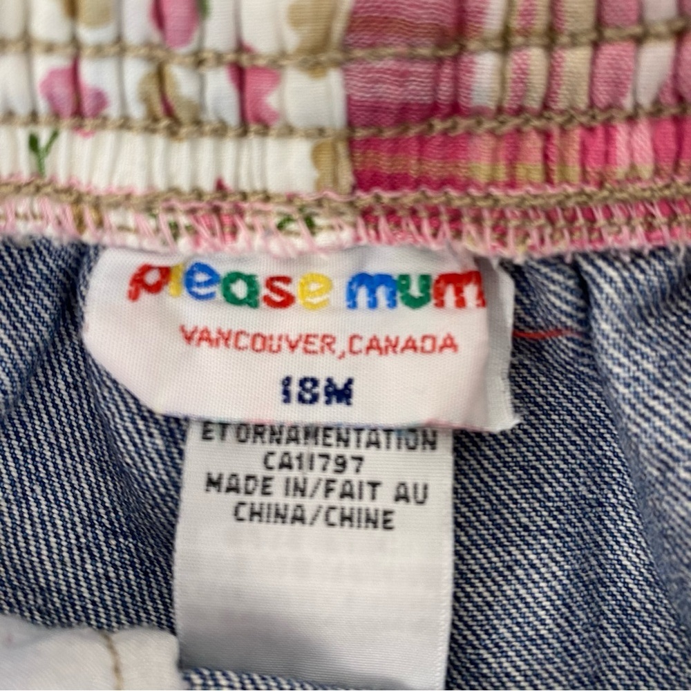 Please Mum Girls Denim Flare Jeans with Pink Patchwork Accents 18 months 90s Y2k - Picture 4 of 5